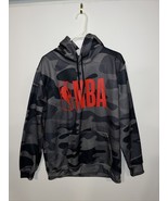 NBA Hoodie Mens Large Gray Camo Sweatshirt Logoman Logo Sweater Basketball  - $28.38 CAD
