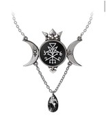 Alchemy Gothic P969 Wycca Queen Necklace Pendant triple Moon Wisdom Gray... - $1,267.35 MXN