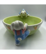 Blossoms &amp; Blooms Ceramic Easter Bunny Rabbit Serving Centerpiece Bowl H... - £26.23 GBP