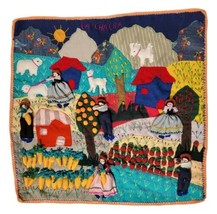 VTG Handmade Arpillera Peruvian Fabric Wall Hanging 3D Tapestry LA CHACRA Farm - £58.84 GBP