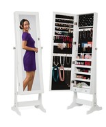 2-in-1 White Freestanding Mirror / Jewelry Organizer Armoire Cabinet - $4,355.52 MXN