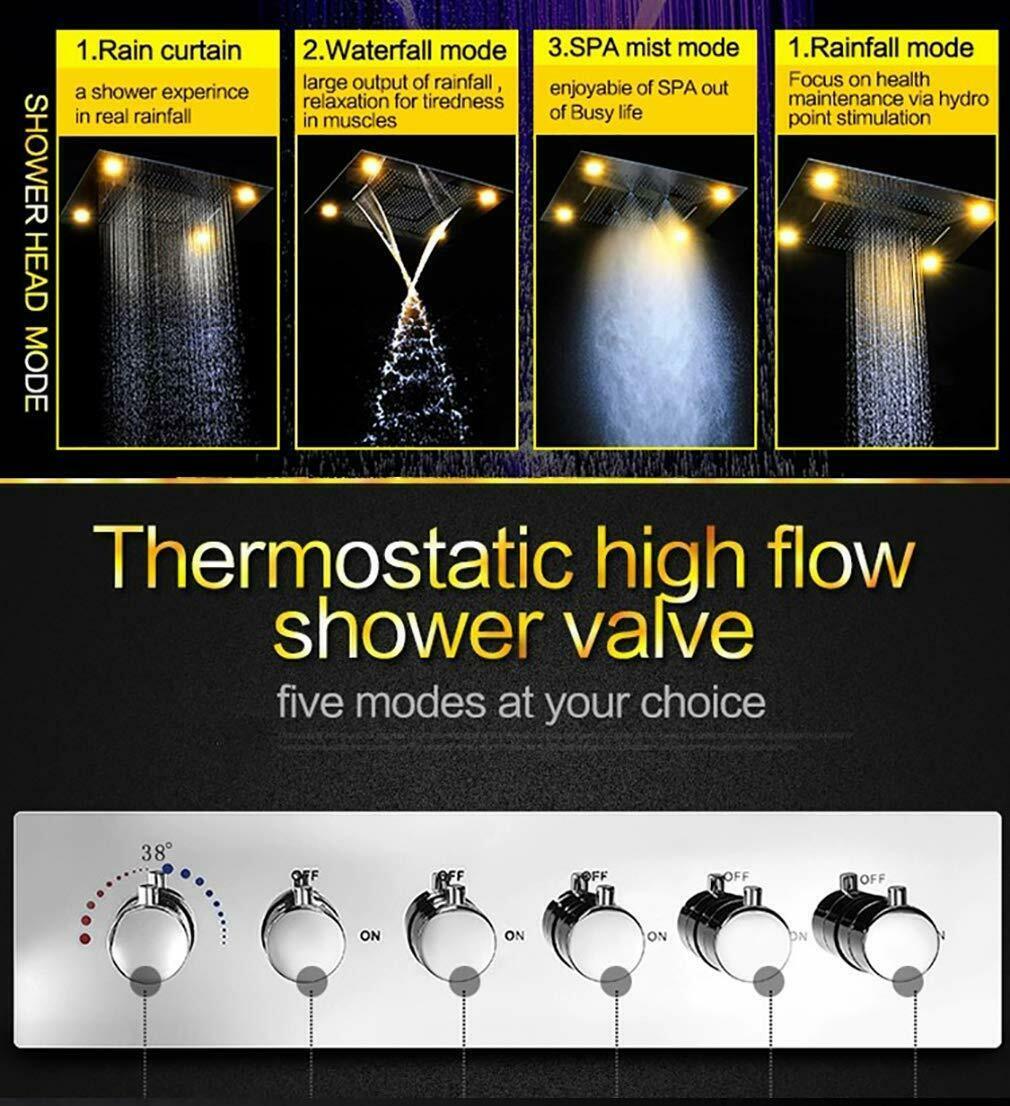 Ceiling Mounted LED Rain Shower System Stainless Steel, 23"x31" Brushed Nickel - $3,148.19