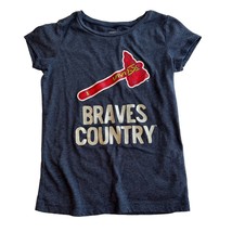 Genuine Merchandise Atlanta Braves Country Short Sleeve Glitter T-shirt Girls 8 - £7.12 GBP