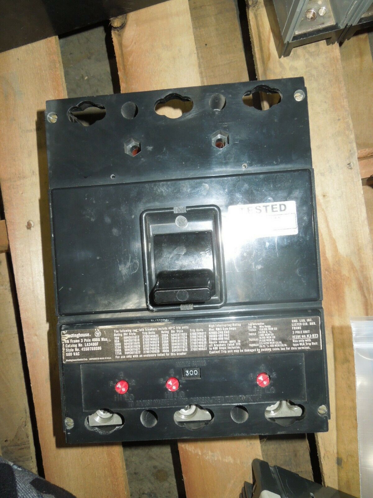 Westinghouse LA3400F 400A Frame 300A Rated 3P 600V Used w/ Test Report - $850.00