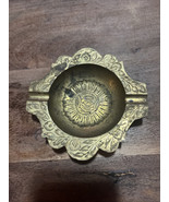 ETCHED FLOWER &amp; LEAVES BRASS ASHTRAY MADE IN INDIA - $9.50