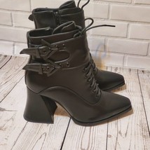 Lamoda Goth Emo Black Ankle Buckle Wicked Witch Boots Sz 7 - $60.00