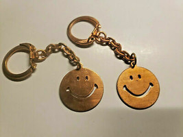 Vintage Happy Face Thin Copper Key Chain New Old Stock Lot of 2 - $9.99