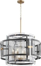 Chandelier CYAN DESIGN PANORAMA Industrial 6-Light Noir Aged Brass Frosted - $2,162.50