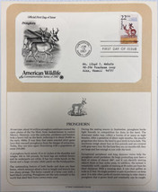 American Wildlife Mail Cover FDC &amp; Info Sheet Pronghorn 1987 - £7.86 GBP
