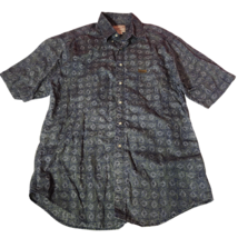 Woolrich Mens Sz L Short Sleeve Button Up Shirt Geometric Vtg Collared Cotton - £19.57 GBP