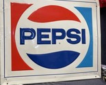 Vintage 1983 Pepsi Cola Stout Sign Co Embossed Metal Advertising Sign 30... - £106.44 GBP