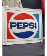 Vintage 1983 Pepsi Cola Stout Sign Co Embossed Metal Advertising Sign 30... - £104.49 GBP