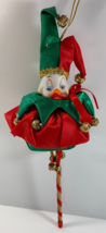 Vintage Red Green Clown Porcelain Stick Figure Mardi Gras 12 in Figurine - $19.79