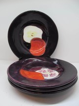 Pottery Barn Purple Set Of Two 9 7/8&quot; Pomegranate Plates And Two Apple Plates EC - £44.79 GBP