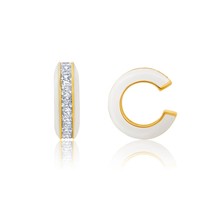 Authentic Crislu White Enamel  Cuff Earring in Yellow Gold Plating - $59.40