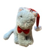 Pier 1 Imports Plush Gray Kitty Cat MILO with Red Christmas Santa Hat An... - £7.05 GBP