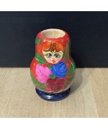 Vintage Hand Painted Russian Doll Toothpick Holder Floral 2.5” Tall - $16.17 CAD