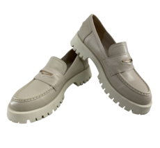 Steve Madden Loafer Women&#39;s US 11 Lawrence Bone Leather Lug Sole Chunky Platform - $33.24