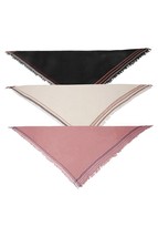 Wholesale Triangle Scarf w/ stripe border fringe Wraps Scarves Head Face Cover - £18.66 GBP