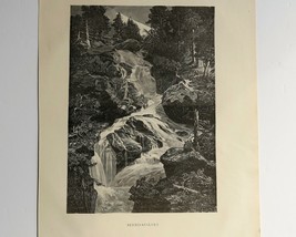 Bernina Falls 1883 Antique Book Disbound Engraved Print of the Swiss Alps - £15.43 GBP