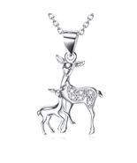 S925 Silver Fawn &amp; Deer Necklace - $50.00