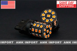 2X 3157 3156 Amber AX-2835 SMD High Power LED Tail Brake Turn Signal Light Bulbs - £9.30 GBP