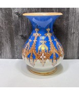 English Staffordshire Blue Gold Lustre Vase Church Cathedral Steeples Po... - £118.55 GBP