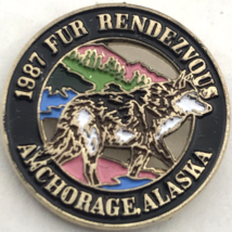 Anchorage Alaska Fur Rondy Rendezvous 1987 Vintage Pin WOLF Pin Button Pinback - £9.50 GBP