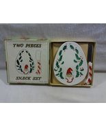 Vintage Lefton Japan Ceramic Christmas Santa Snack Set with Box Plate &amp; ... - $30.91 CAD