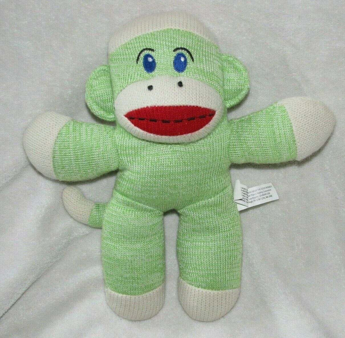 Mini Maxx Stuffed Plush Knit Sweater Green Sock Monkey Animal Doll Toy Rattle - $29.69