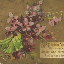 1912 Pansies Flowers Quote Gold Embossed Background Art Deco Style Postcard - £5.58 GBP