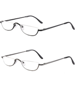 Half Reading Glasses - 2 Pairs Half Rim Metal Frame Glasses Spring Hinge... - $14.54
