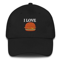 Burger Embroidery Dad Hat I Love Burger Lover Baseball Cap Cute Black - £22.61 GBP