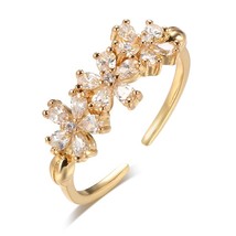 Hot 585 Rose Gold Ring Fashion Jewelry Natural Zircon Crystal Flower Rings for W - £7.21 GBP
