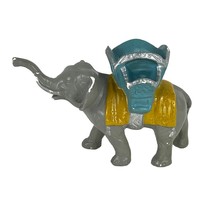 Vintage Large Ceramic Elephant with Saddle Trunk Up - $278.12 MXN