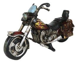 Vintage Classic Retro Chopper Bike Motorcycle With Faux Leather Saddles Figurine - £31.41 GBP