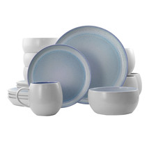 Elama Mocha 16 Piece Stoneware Dinnerware Set in Blue - £88.10 GBP