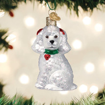 Old World Christmas White Poodle Glass Christmas Ornament 12613 - £13.27 GBP