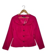 Chadwicks Blazer Womens 14 Pink Linen Jacket Peter Pan Collar Career Wear - $27.06 CAD
