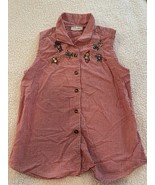 VTG Embroidered Susan Bristol Sleeveless Red &amp; White Plaid Button Up Sz 10 - $13.10