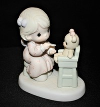 Precious Moments 1994 SHARING Girl Feeding Teddy Bear 5" Figurine, PM942 - £10.12 GBP
