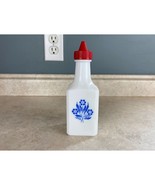 Vintage Cornflower White Milk Glass Vinegar Bottle With Plastic Red Cap - $207.70 MXN