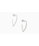 Kate Spade Shining Spade Heart Hoops Earrings Silver Pearl  - £43.49 GBP