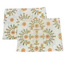 Vintage Fieldcrest Perfection Yellow Green Floral Pair Of Pillowcases Se... - $37.39