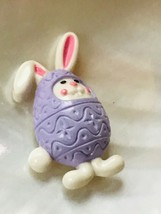 Vintage Avon Signed Small White Plastic Bunny Rabbit in Lavender Easter Egg Cost - £6.86 GBP