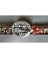LEATHER Genuine Cowhide 1 1/2&quot; PLUMBER BELT and Matching PLUMBER Buckle - $39.55