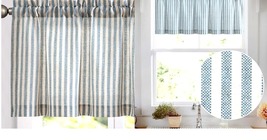 Kitchen Window Linen Textured Farmhouse Valance Stripe Pattern Short Curtain - £29.56 GBP