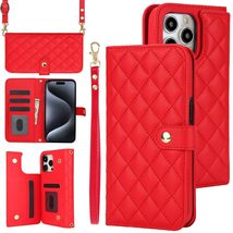 for iPhone 15 Plus (6.7 inch (Color:RED) Premium Leather Magnetic Flip W... - $59.00