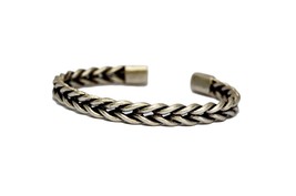 Silver Braided Bracelet, Unisex, Boho Tribal Style - £12.64 GBP
