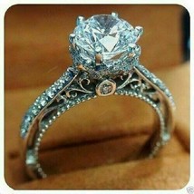 2.70Ct Round Cut Simulated Diamond Vintage Engagement Ring 14k White Gol... - $259.93
